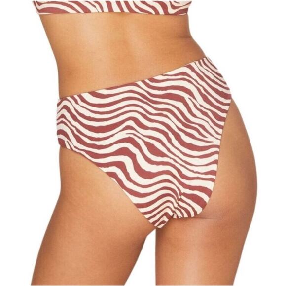 NWT Andie Swim The Hipster Bikini Bottom In Bias Stripe Truffle Size Small - Picture 2 of 8